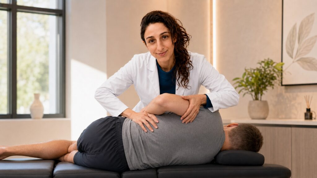Alice pratica un trattamento chiropratico di chiropratica a Rimini